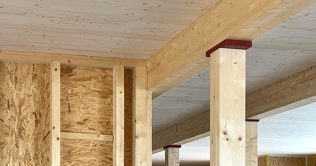 Kläranlage Zollerwiesen – Neubau Betriebsgebäude: Holzbau Decke